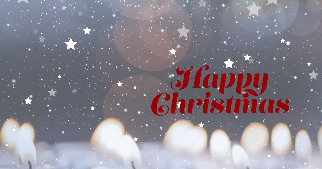 Festive Christmas Greeting with Falling Snow and Glowing Candles