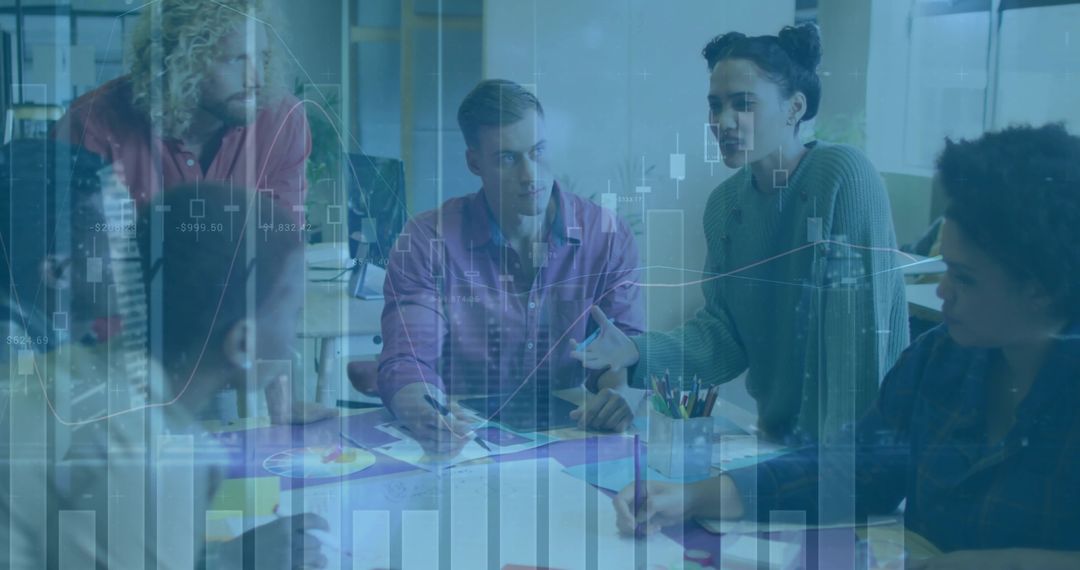 Diverse Team Collaborating in Modern Office on Business Strategy