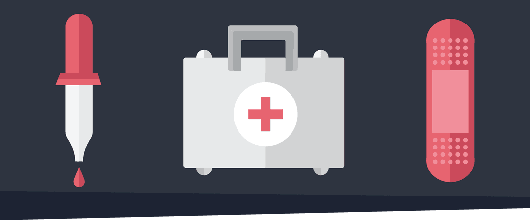 Transparent First Aid Kit Icon with Dropper and Bandage Illustrations