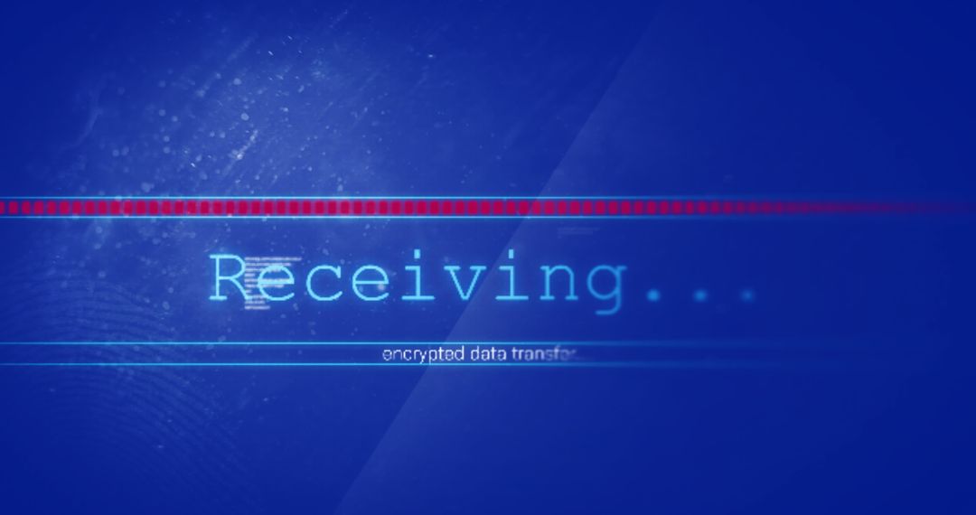 Encrypted Data Transfer Interface on Blue Background