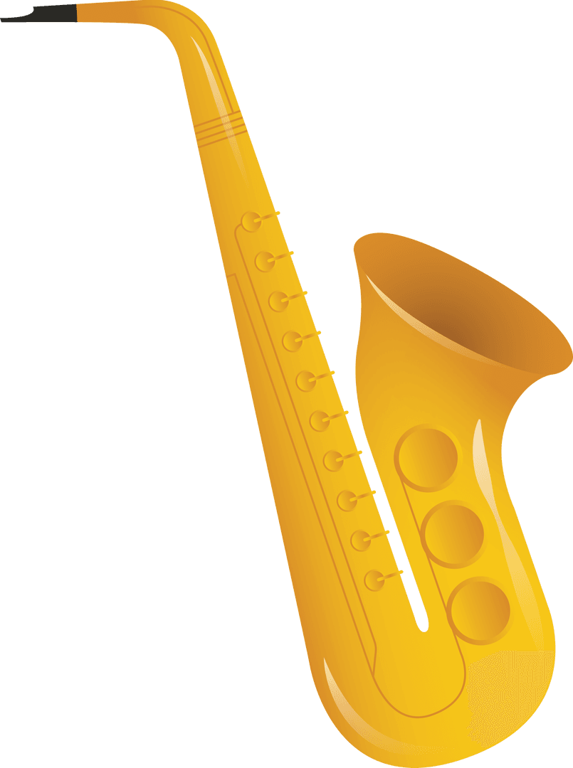Yellow Saxophone Transparent Vector Illustration