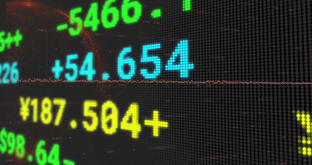 Colorful Stock Market Data Over Globe Background