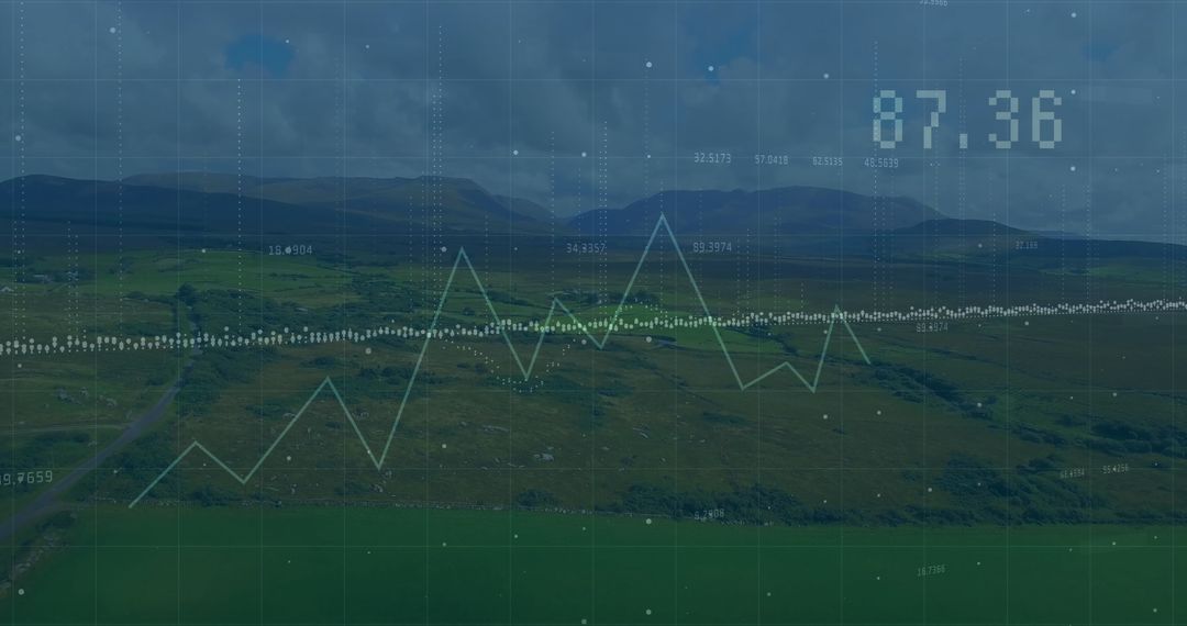 Rural Landscape with Data Analytics Graphic Overlay