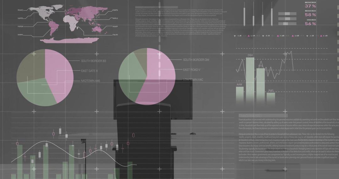High-Tech Financial Data Visualization Over Desktop