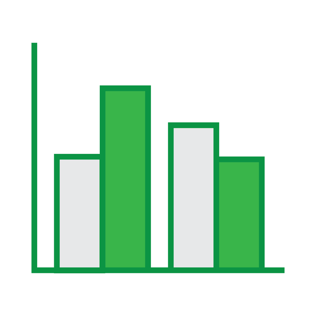 Transparent Green Bar Graph Icon On White Background