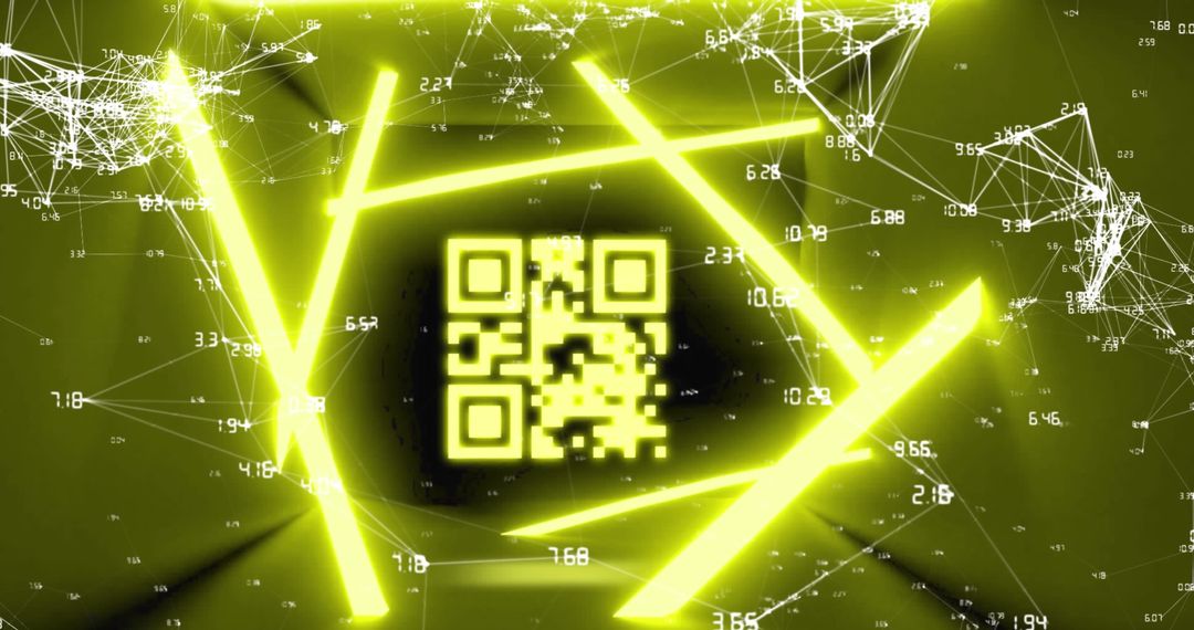 Futuristic QR Code with Digital Network Connections