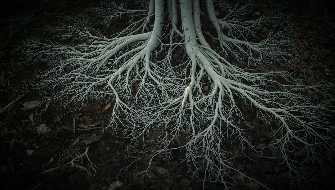 Exposed Tree Roots Spreading Over Forest Floor With Intricate Branching Patterns