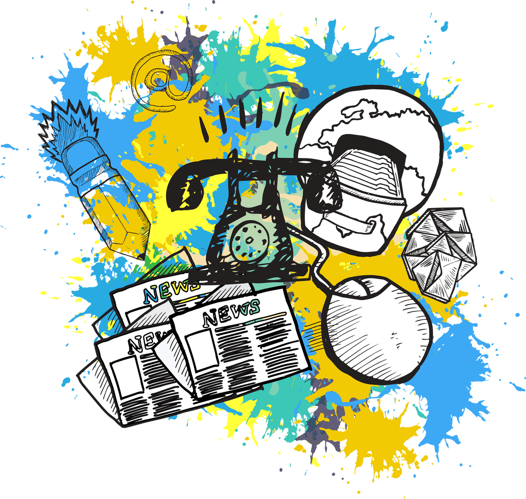 Transparent Splash of Communication Elements PNG Illustration