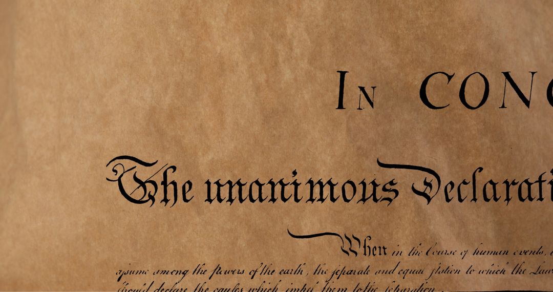 Historical manuscript featuring unanimous declaration text
