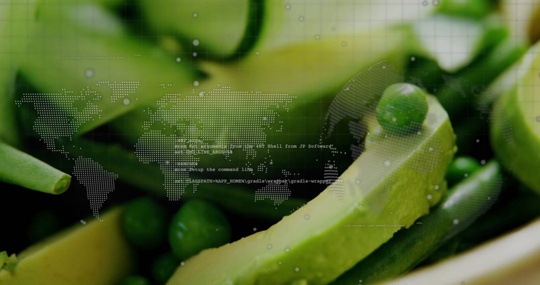 Fresh Vegetables Merging with Digital Data Visualizations