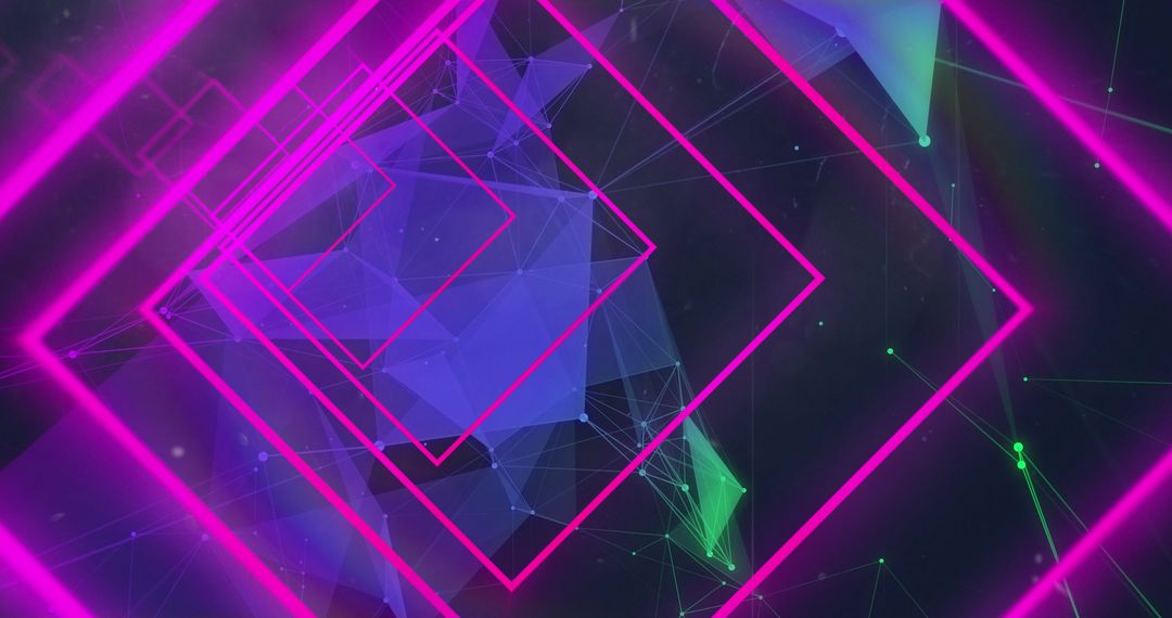 Neon Pink Geometric Shapes with Networked Connections