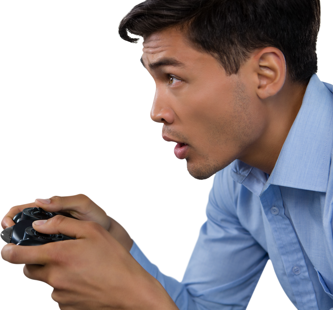 Transparent Side View of Young Businessman Playing Video Game - Download Free Stock Images Pikwizard.com