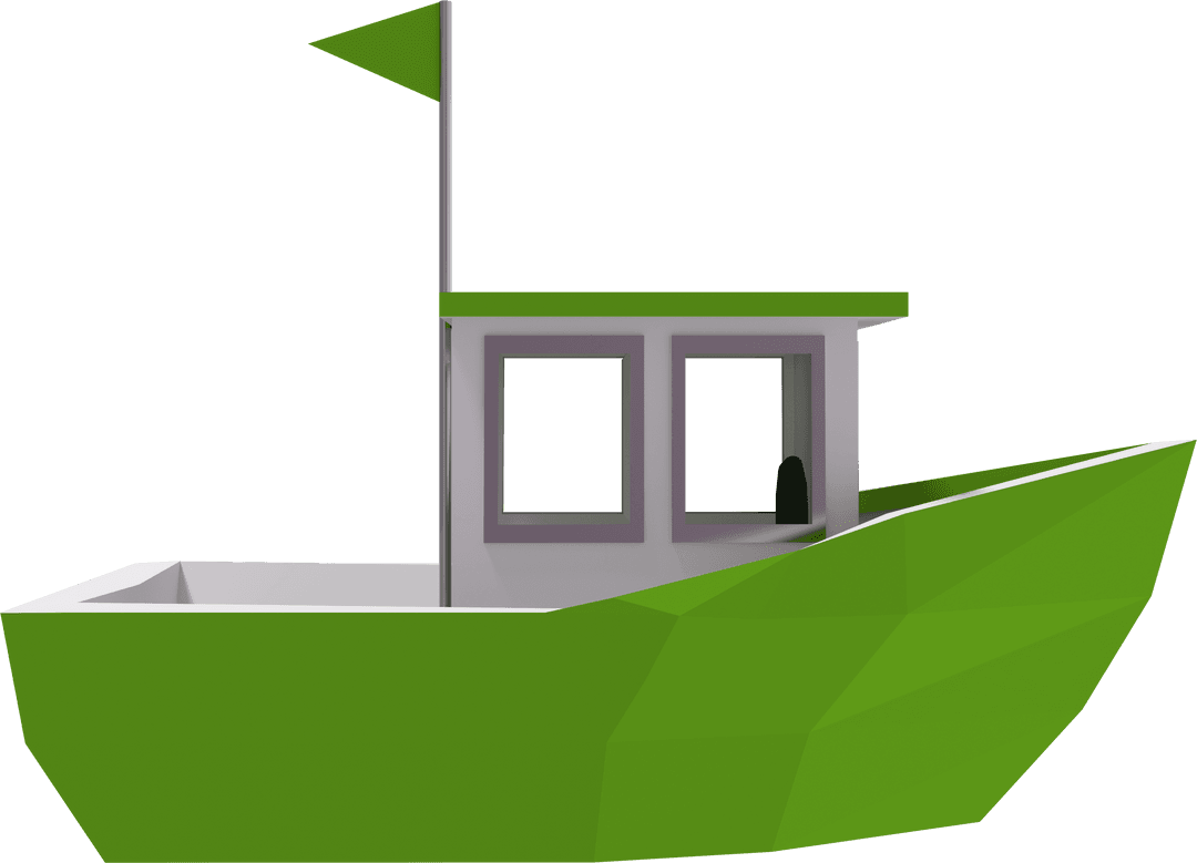Small Green Boat Transparent Background for Travel Designs
