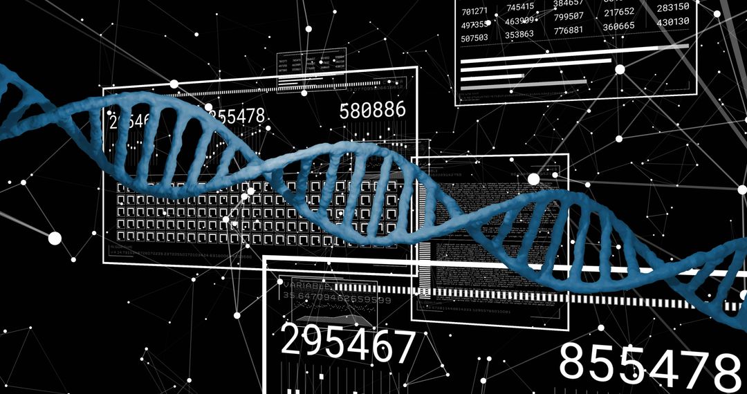 Digital DNA Strand Representing Bioinformatics and Genetic Data