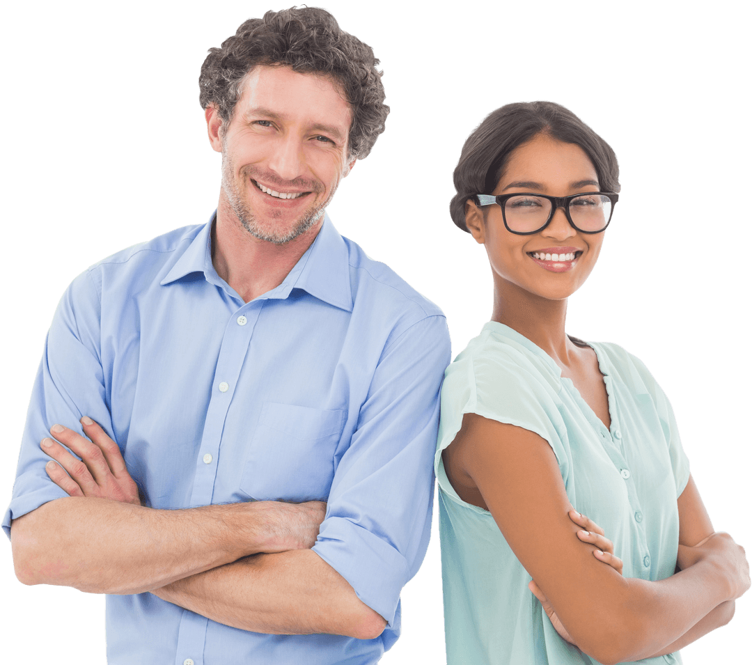 Transparent Smiling Colleagues Standing Confidently