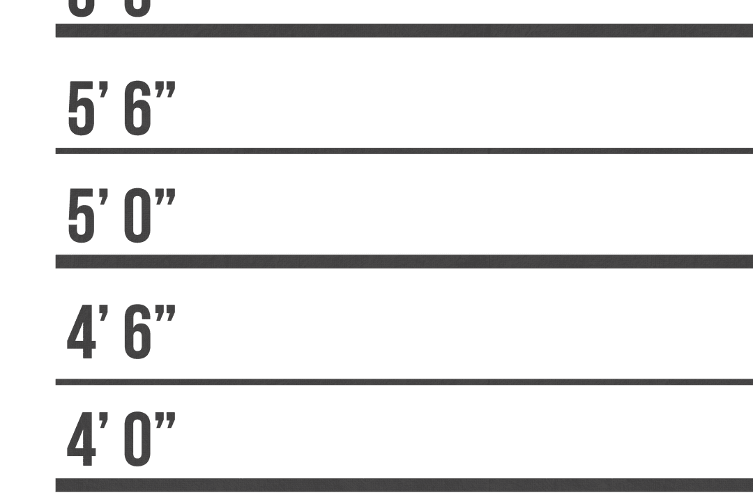 Transparent background height chart illustration in feet