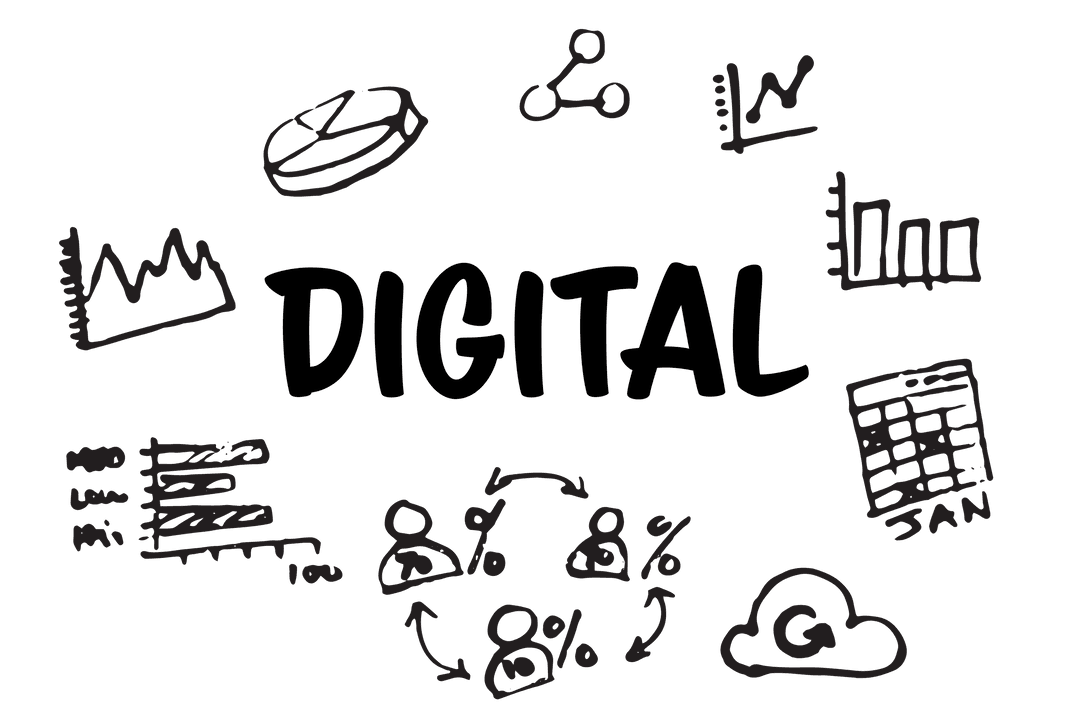 digital communication concepts with icons on transparent background - Download Free Stock Images Pikwizard.com