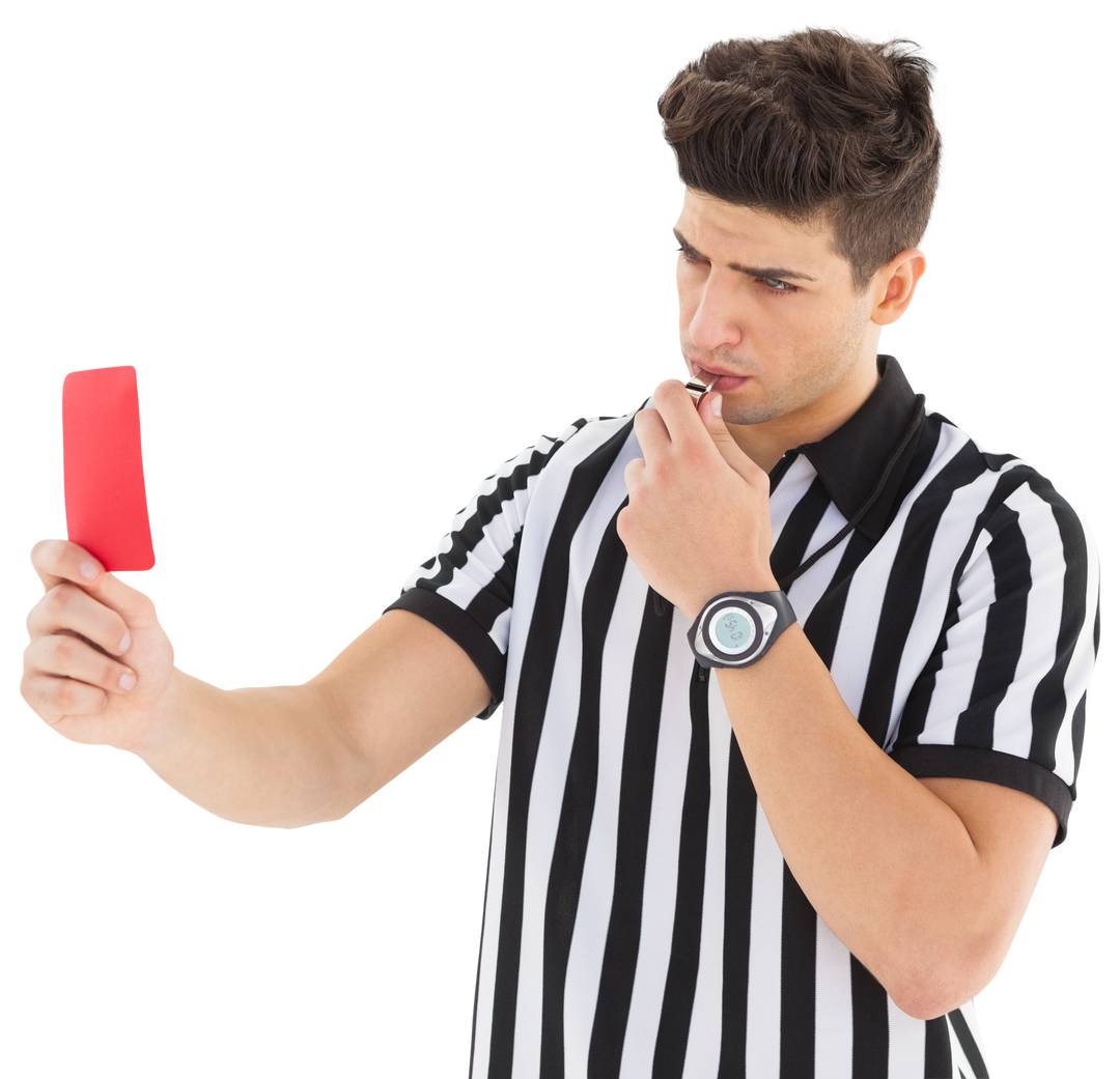 Transparent Referee Holding Red Card Blowing Whistle for Game Official Call - Download Free Stock Images Pikwizard.com