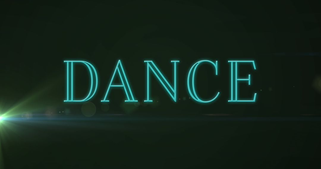 Glowing Neon Green Dance Text with Light Effect