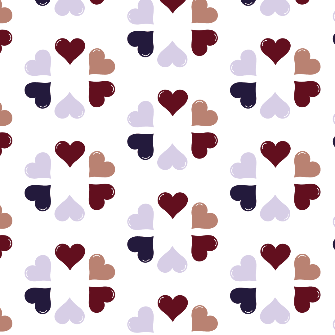 Colorful Hearts Pattern on Transparent Background for Celebrations