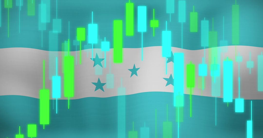 Honduran Flag with Financial Data Graphs Digital Concept