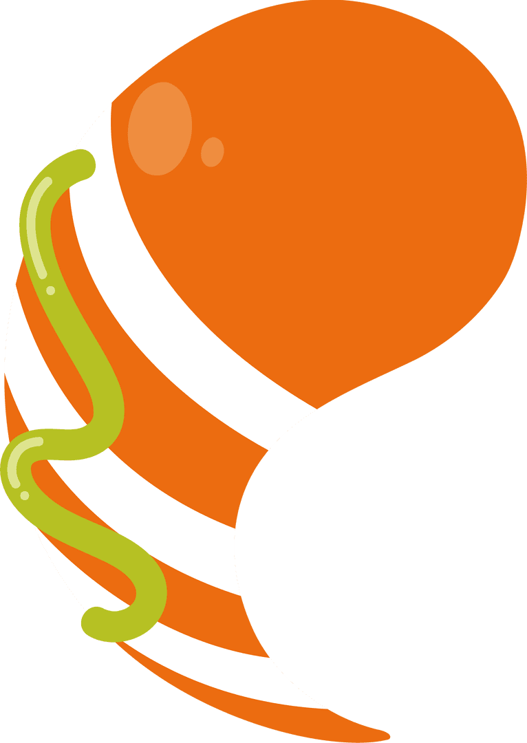 Abstract Orange Bean Shape with Tipsy Green Ribbon