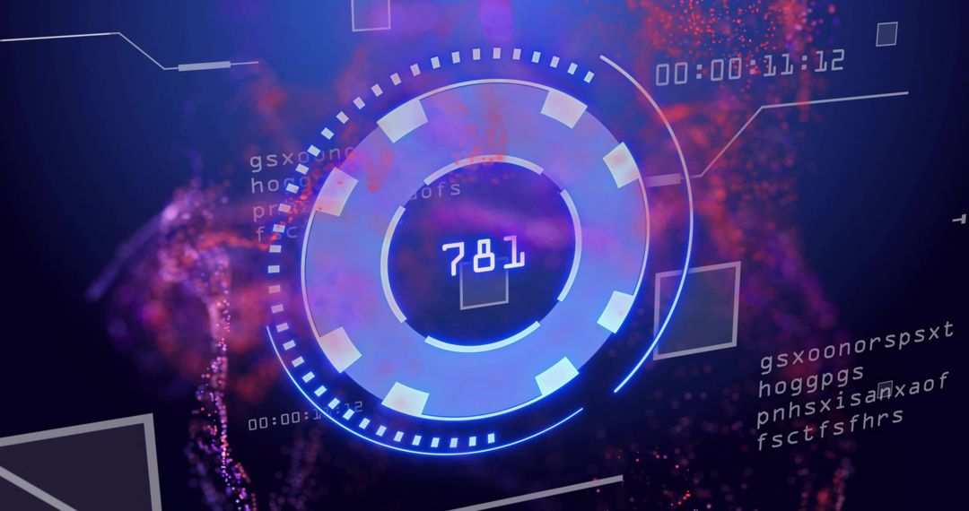 Circular HUD 781 with Neon Cyan and Magenta Holographic Interface, Futuristic UI Overlay