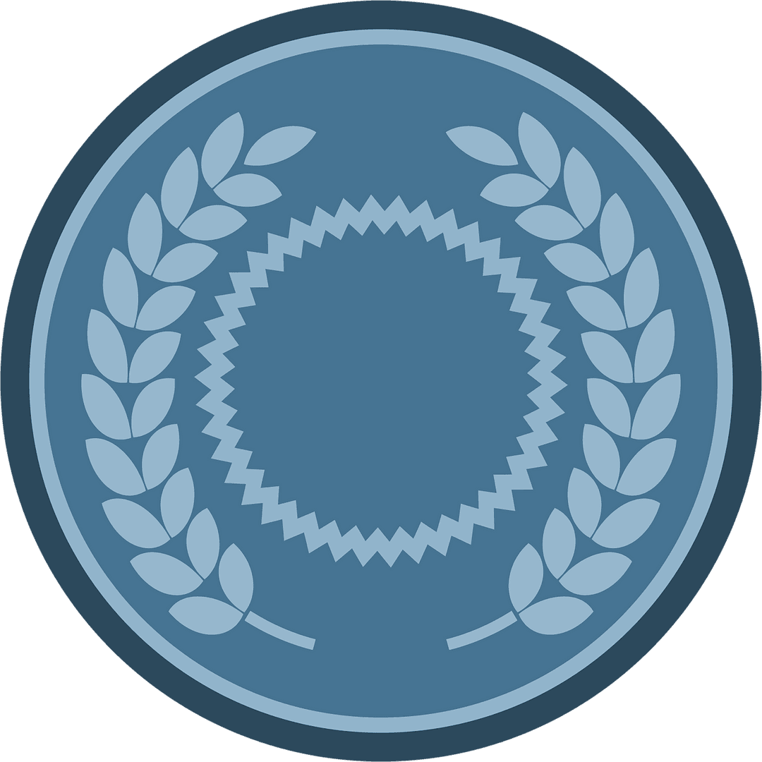 Blue Circle with Floral Pattern on Transparent Background Abstract Design