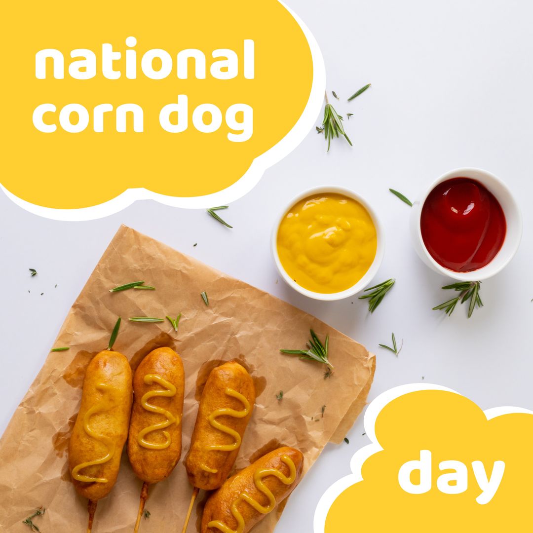 Celebrating National Corn Dog Day with Snacks and Condiments - Download Free Stock Templates Pikwizard.com