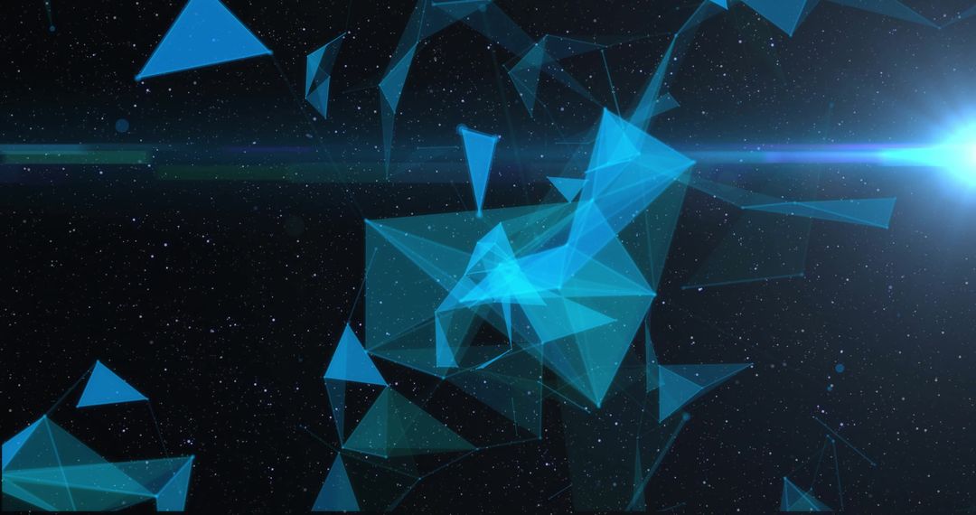 Futuristic Abstract Blue Polygonal Network in Space