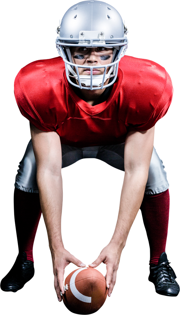 Transparent American Football Player Ready to Snap Ball - Download Free Stock Images Pikwizard.com