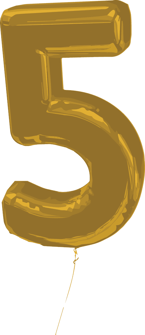 Golden Number 5 Balloon on Transparent Background with Copy Space - Download Free Stock Images Pikwizard.com