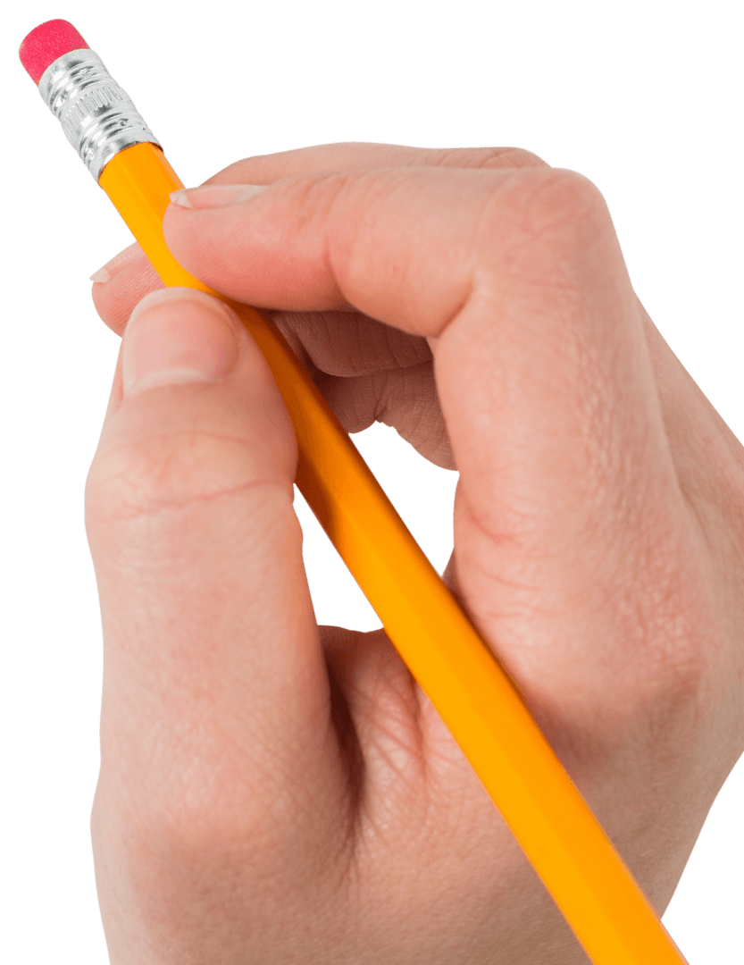 Closeup of Hand Erasing with Pencil Eraser on Transparent Background