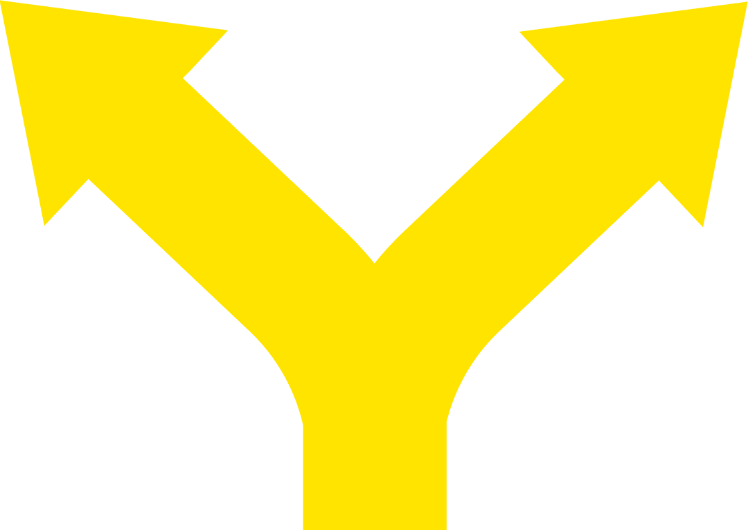 Transparent Yellow Road Fork Two Direction Sign Illustration