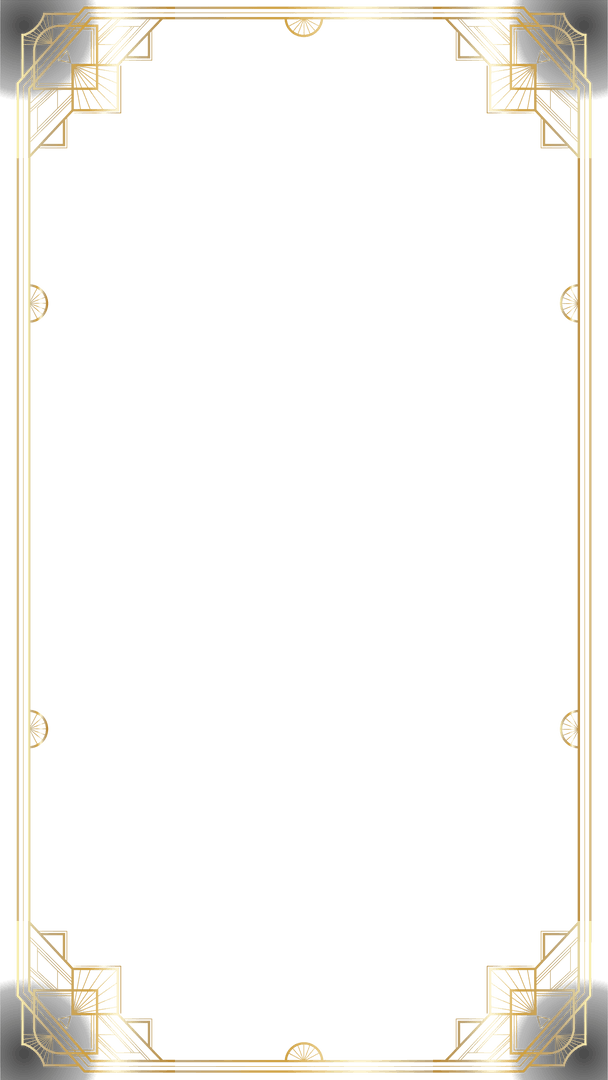 Art Deco Golden Frame with Geometric Ornaments Transparent