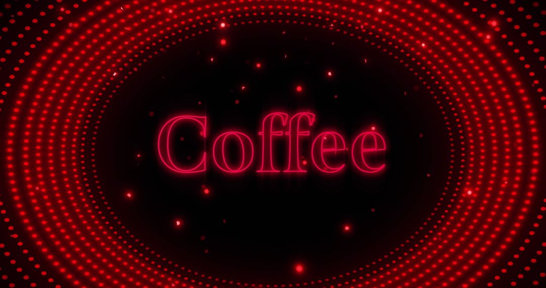 Retro Red Neon Coffee Text with Dotted Light Pattern