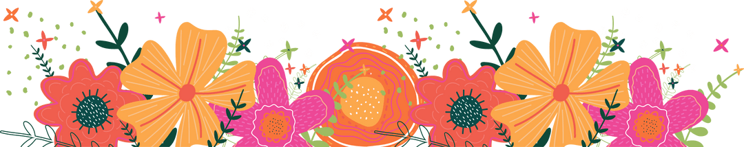 Transparent Floral Border with Vibrant Orange Blossoms