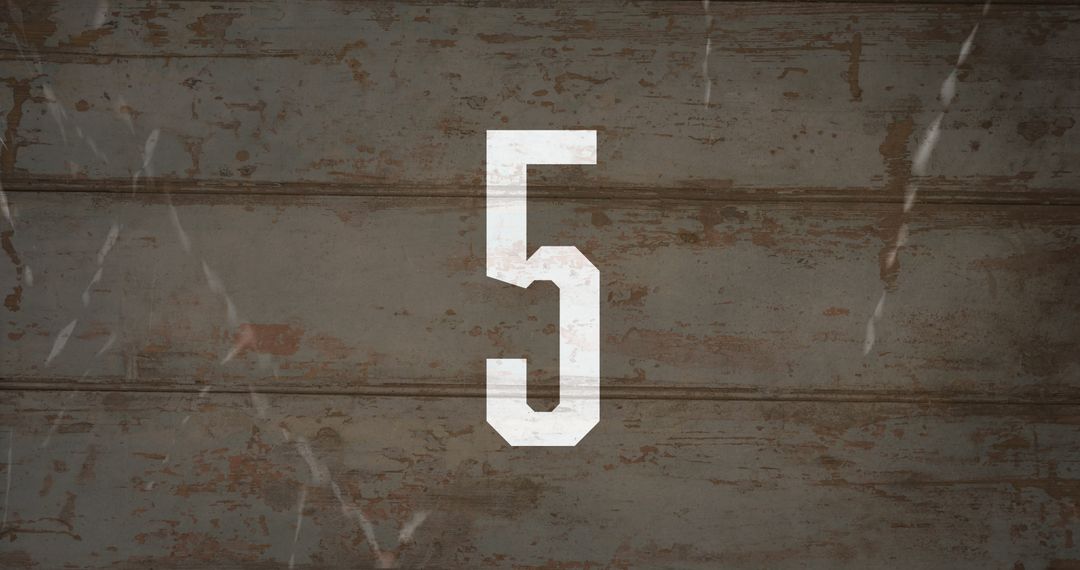 Rustic Number Five on Weathered Wooden Background