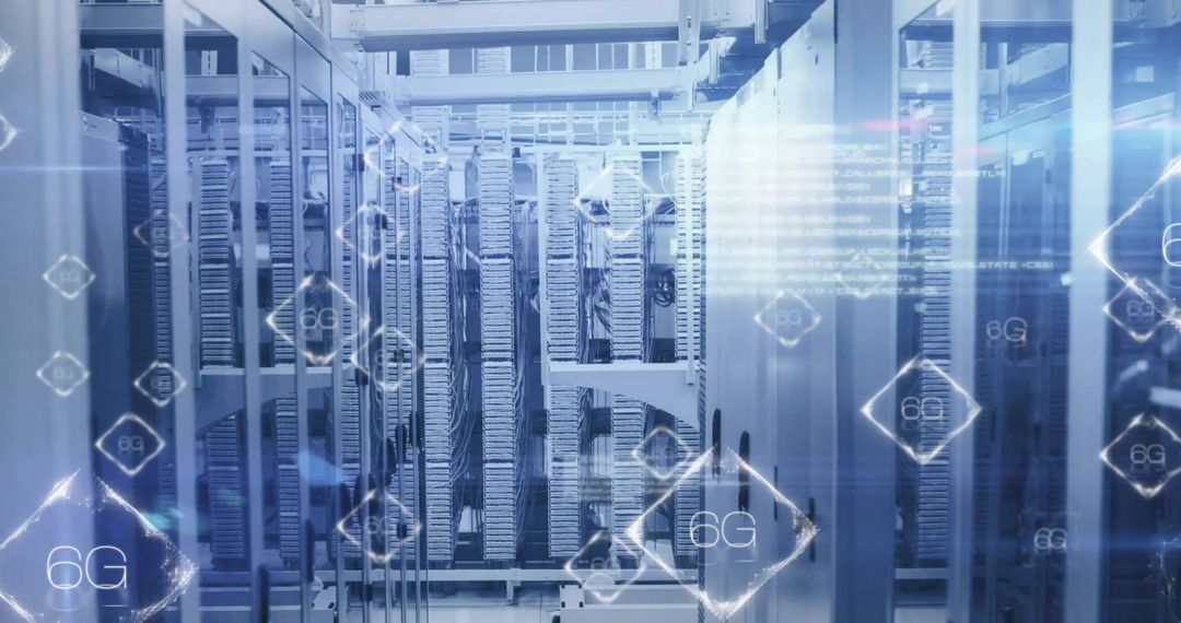 Futuristic Data Center with 6G Network Concept
