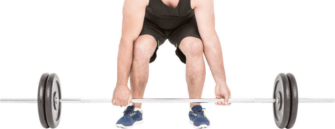 Transparent Bodybuilder Lifting Barbell Ready for Deadlift
