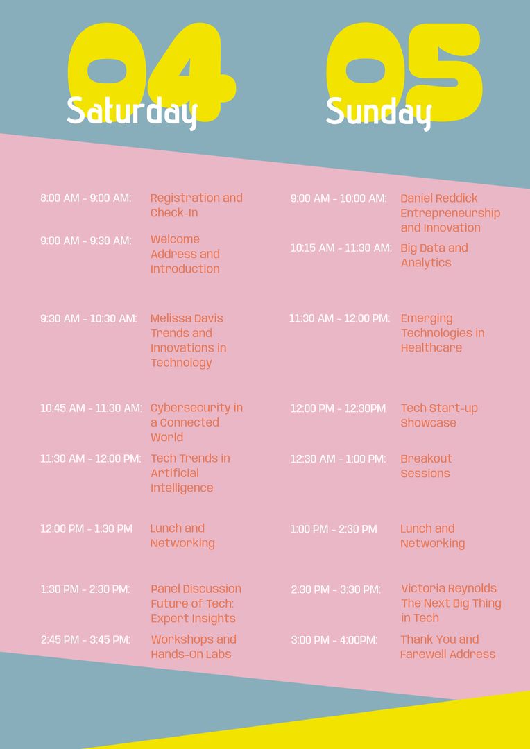 Tech Conference Schedule Template in Pastel Colors - Download Free Stock Templates Pikwizard.com
