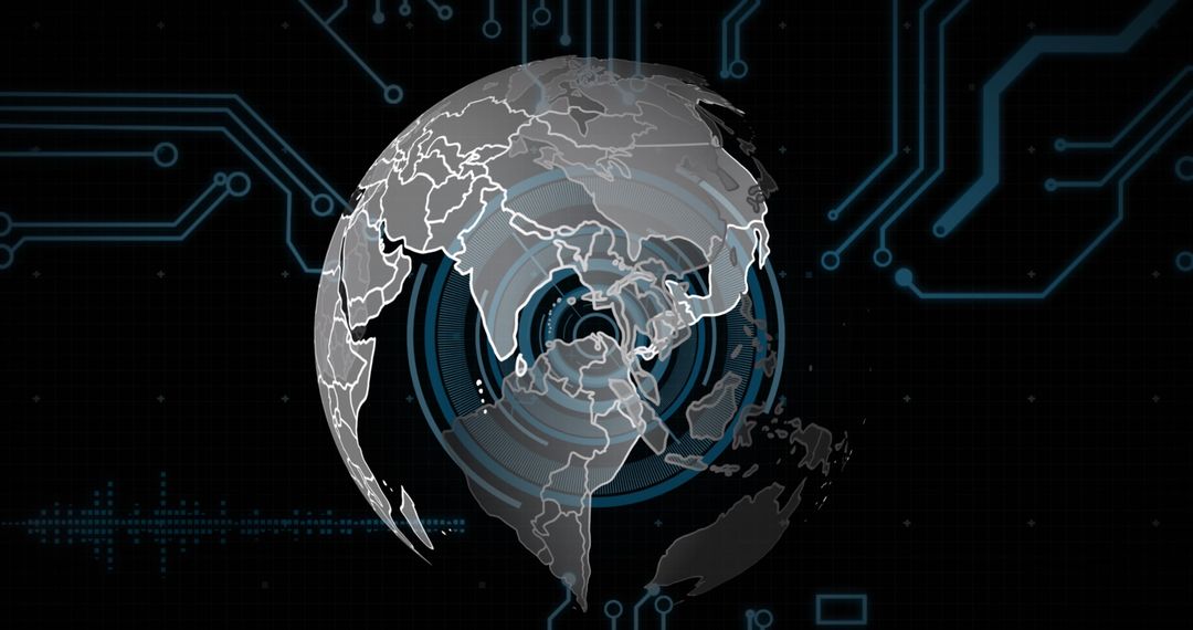 Abstract Digital Globe with Circuit and Data Visualization