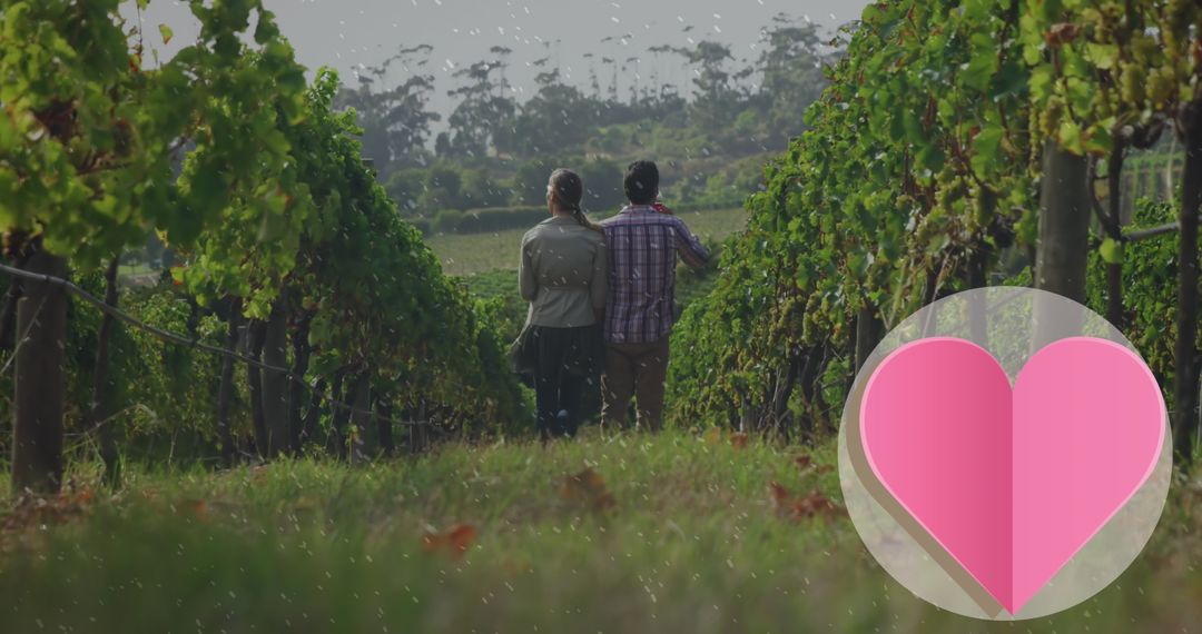 Couple Embracing Love and Nature in Lush Vineyard