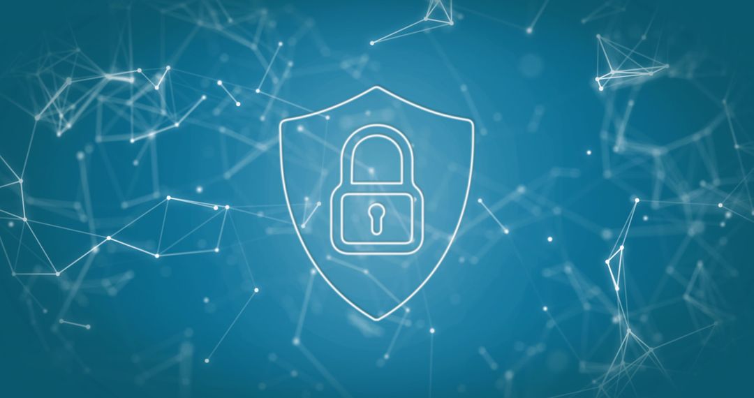 Cybersecurity Visualization with Shield and Padlock Symbol