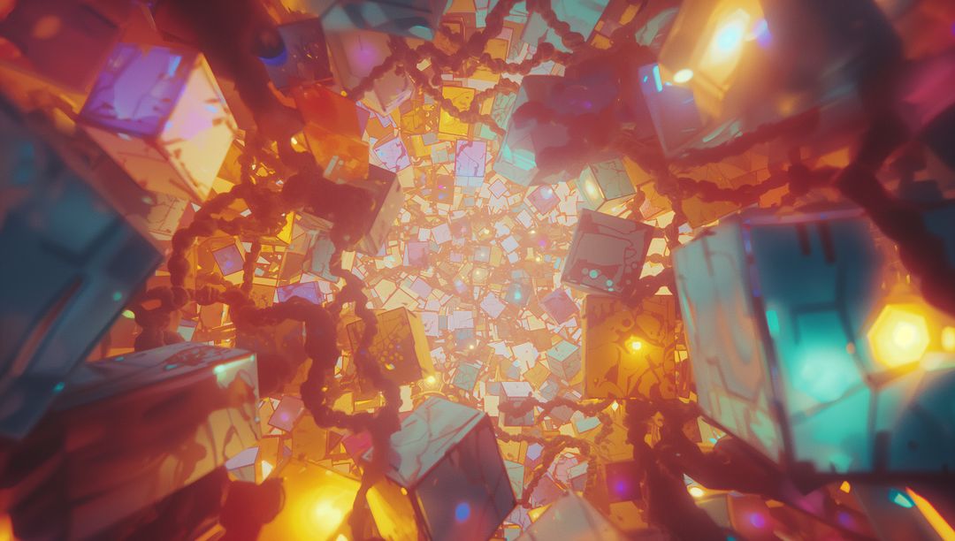 Spiraling 3D Geometric Tunnel with Glowing Cubes