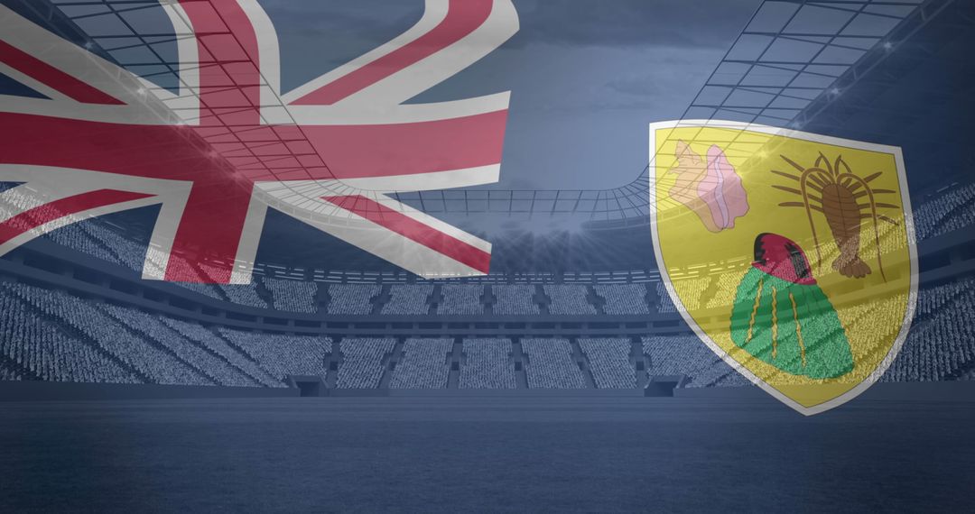 Union Jack and Turks and Caicos Flags on Sports Stadium Illustration - Free Images, Stock Photos and Pictures on Pikwizard.com