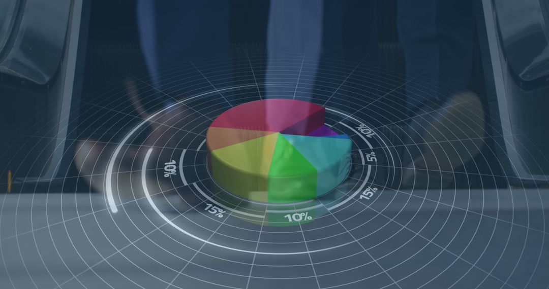 Abstract Pie Chart and Data Analysis Concept Overlay