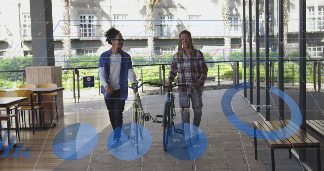 Urban Cyclists with Digital Data Overlay