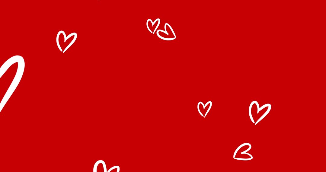 Floating White Heart Outlines on Bright Red Background