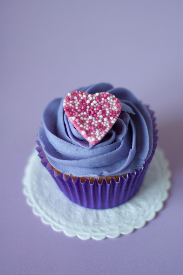 Purple Cupcake with Heart Shaped Decoration - Free Images, Stock Photos and Pictures on Pikwizard.com